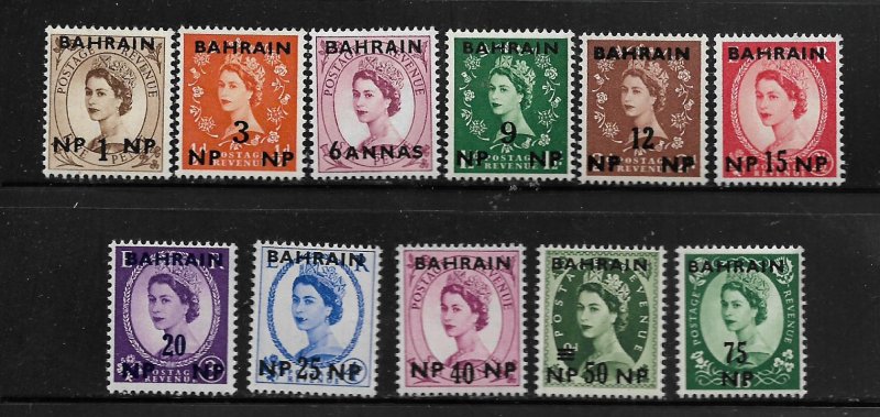 BAHRAIN, 104-114, MNH, GREAT BRITAIN STAMPS, SURCHD