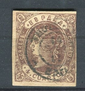 SPAIN; 1862 classic Isabella Imperf issue fine used Shade of 4c. + Postmark