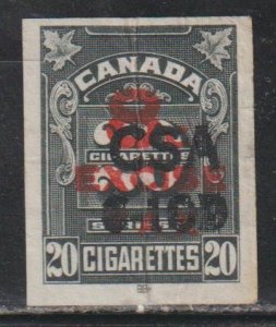 Canada Cigarette Tax Stamp Used. Crease