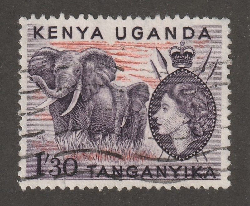 Kenya, stamp, scott#113, used, hinged,  1s30p, elephant