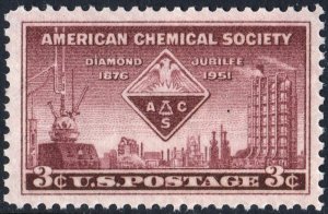SC#1002 3¢ American Chemical Society Single (1951) MNH