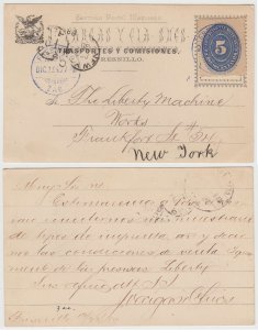 MEXICO 1889 PS J. VARGAS Y CIA SUCS. TRANSPORTES Y COMISIONES FORMULAR CARD USED