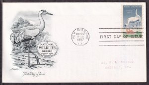 1957 Wildlife Conservation whooping crane Sc 1098 FDC with Artmaster cachet