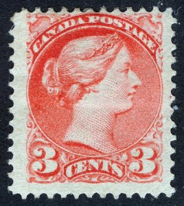Canada Sc 37 Orange Red 3¢ 1870 Hinge Remnant Full Original Gum Nice!