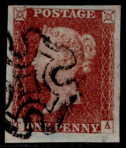 GB QV SG8, 1d red-brown BLACK MX PLATE 32, VERY FINE USED. Cat £60. TA