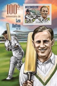 Mozambique 2016 ENGLISH CRICKETER LEN HUTTON s/s Perforated Mint (NH)