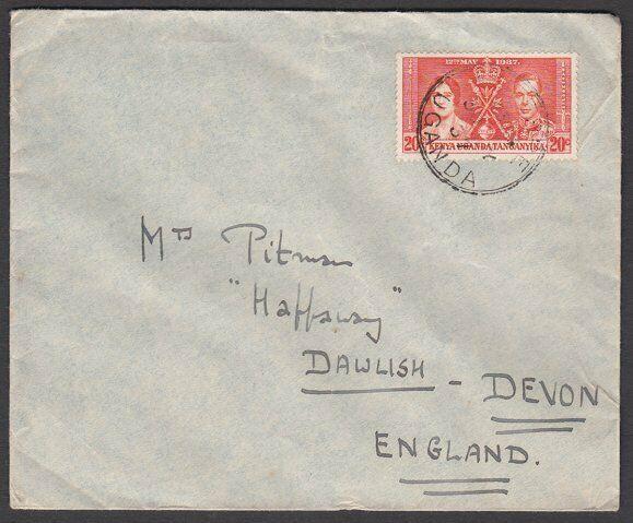 KENYA UGANDA TANGANYIKA 1937 airmail cover to UK ENTEBBE cds..............57647