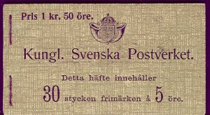 SWEDEN (H3) Pris 1kr. 50ore Booklet, VF, Facit $790.00