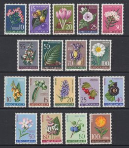 Yugoslavia Sc 469-477, 597-605 MLH 1957 & 1961 Flowers, 2 complete sets, VLH, VF
