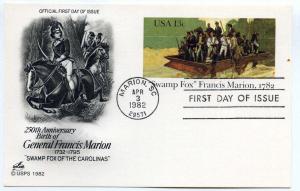 UX94 Swamp Fox Francis Marion, 1782, ArtCraft, FDC
