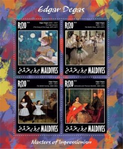 Maldives - 2014 Edgar Degas - 4 Stamp Sheet - 13E-115