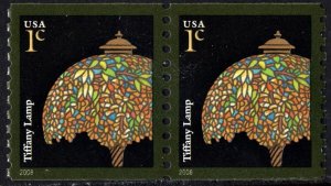 SC#3758A 1¢ Tiffany Lamp Coil Pair (2008) MNH