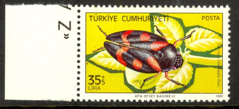 TURKEY 1983 35L+5L Harmful Insects Semi Postal Sc B198 MNH