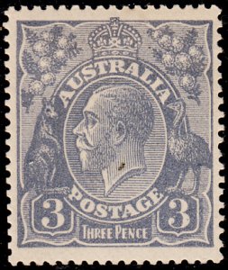 Australia 1914-24 MH Sc #30 3p George V blue Variety spot on neck