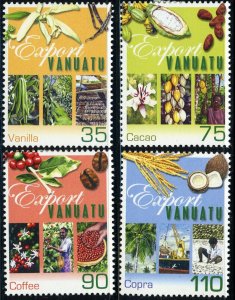 Vanuatu #781-784 Exports Fruits Coffee Food Topical Postage Stamps 2001 Mint LH