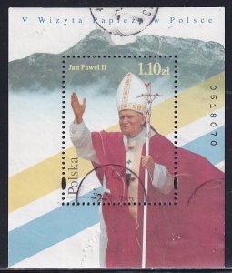 Poland  1997 Sc 3341 Pope John Paul 2nd Stamp SS Genuine Used