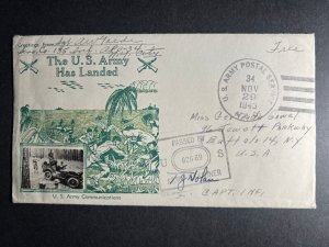 1943 Patriotic WWII USA Cover NY APO to Buffalo NY US Army Has Landed