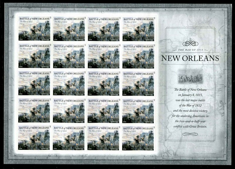 US  4952 Battle of New Orleans -  Forever Pane of 20 - MNH - 2015