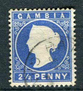 GAMBIA; 1886 early classic QV Crown CA issue fine used Shade of 4d. value, 