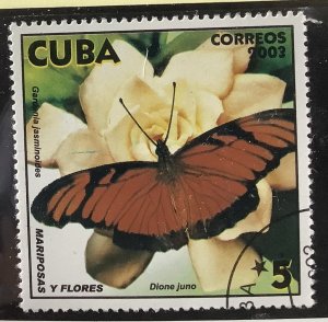 Cuba 2003 Scott 4333 CTO - 5c, Butterfly on flower