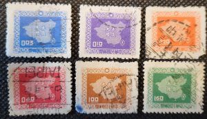 China, ROC, 1957, China map, #1157-62, set of 6, used, SCV$1.80