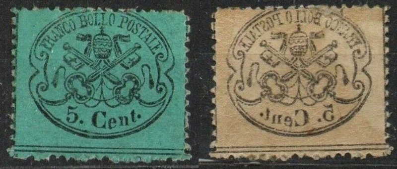 ITALY - PONTIFICIO Sassone n.25f Variety Decalco (Offset on back) MH*