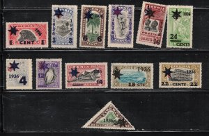 LIBERIA Scott # 259-70 MH - With Overprint & Surcharge