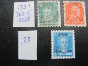 Germany 1927 USED  SC 363-365  SET XF 65 EUROS (183)