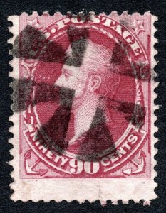 US 1870 90¢ Dark Carmen Perry Stamp #155 Used CV $325