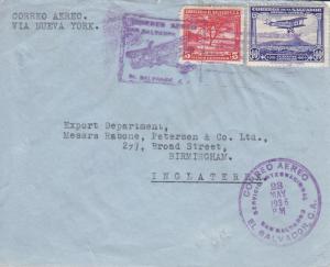 El Salvador to Birmingham, England, Airmail, 1936, (21582)