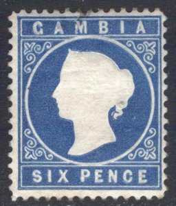 Gambia 1880 6d Dp Blue Wmk Crn CC SIDEWAYS Scott 10v SG 17A MLH SG Cat£300($366)