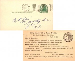 United States New Jersey Jersey City 1949 machine  Postal Card  Reverse Illus...