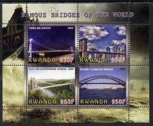 RWANDA - 2009 - Famous Bridges of the World - Perf 4v Sheet - MNH -Private Issue