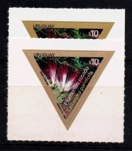 Color Error Uruguay #2250a 2008-2009 Flower plants Triangle shaped