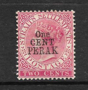 PERAK  1887-89  1c on  2c    QV      MH   SG 34