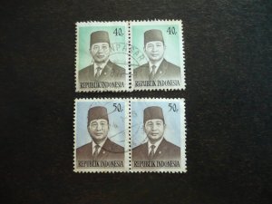 Stamps - Indonesia - Scott# 901, 903 - Used Part Set of 2 Pairs