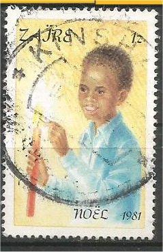 ZAIRE, 1981, used 1z, Christmas, Scott 1038