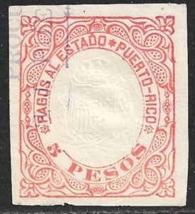 PUERTO RICO 1872-78 5p Red Payments To The State Revenue Cut Square Used
