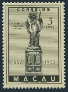 Macao 365,hinged.Michel 388. St Francis Xavier,400th death Ann.1953.Statue.