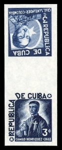 Cuba #344-345P, 1937 Chile and Colombia, 3c Henriquez and Santander, imperf. ...
