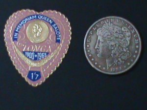 ​TONGA-1966-SC#155-IN MEMERMORY OF QUEEN SALOTE HEART SHAPE CUTSTAMP MINT-VF