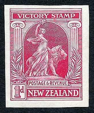 NEW ZEALAND SG454a 1920 Victory 1d bright carmine Imperf plate proof U/M