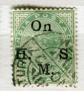 INDIA; 1890s early classic QV Service issue fine used 1/2a. value