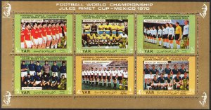 {Y069} Yemen 1970 Football Soccer Mexico Sheet MNH  8Eur Slightly folded Corner