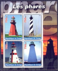 Congo 2003 Lighthouses Sheet MNH