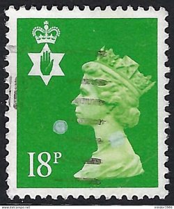 GREAT BRITAIN Northern Ireland 1991 QEII 18p Bright Green Machin SGNI49 FU