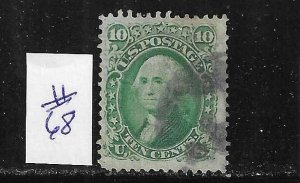 US #68 1861-62 WASHINGTON 10 CENTS (GREEN)- USED