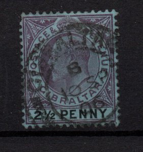 Gibraltar KEVII 1907 2 1/2d purple black & blue SG59 fine used WS36485