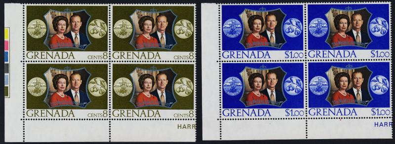 Grenada 466-7 BL Blocks MNH Queen Elizabeth Silver Wedding, Ship