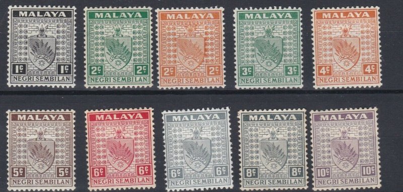 MALAYA  NEGRI SEMBILAN  1935 - 41  S G 21 - 30  VALUES TO 10C  MH CAT £45